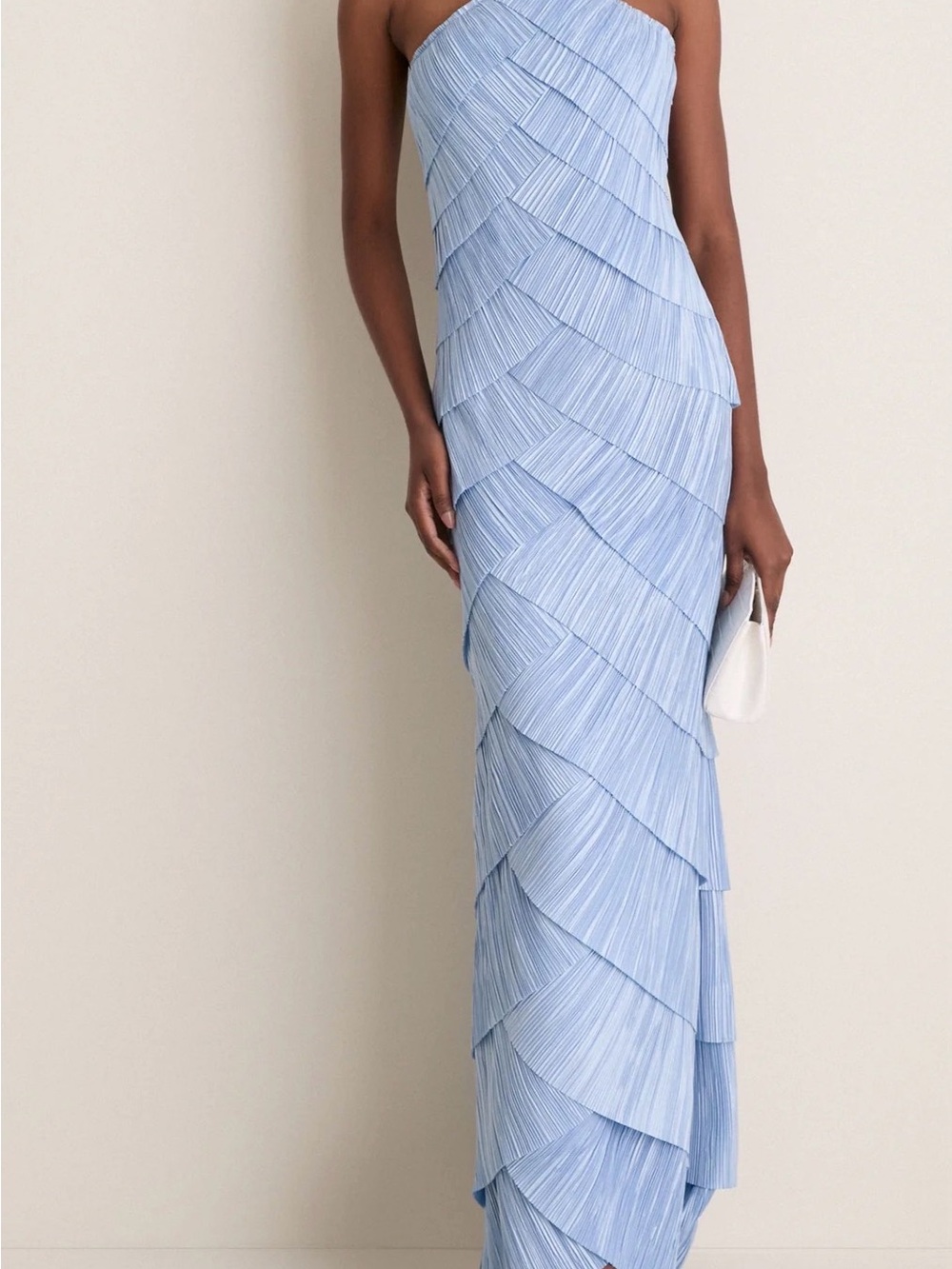 Strapless Light Blue Layered Maxi Dress